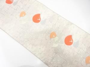 本場筑前博多　抽象椿模様織り出し　名古屋帯